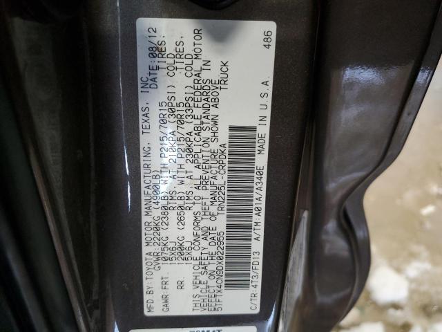 5TFTX4CN9DX022955 - 2013 TOYOTA TACOMA ACCESS CAB ყავისფერი ფოტო 12