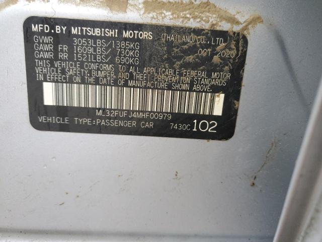 ML32FUFJ4MHF00979 - 2021 MITSUBISHI MIRAGE G4 ES Серебристый фото 12