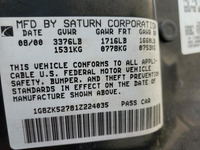 1G8ZK52781Z224035 - 2001 SATURN SL SILVER photo 12