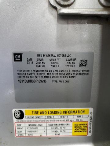 1G11D5RR3DF109796 - 2013 CHEVROLET MALIBU 1LT 银色 照片 12