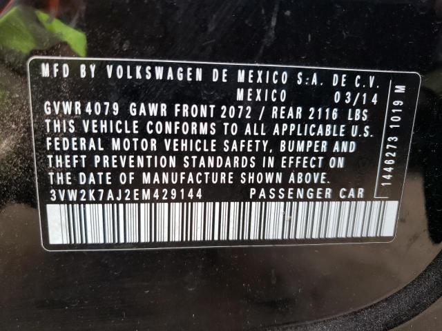 3VW2K7AJ2EM429144 - 2014 VOLKSWAGEN JETTA BASE Qara foto 12