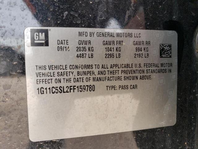 1G11C5SL2FF159780 - 2015 CHEVROLET MALIBU 1LT BLACK photo 12