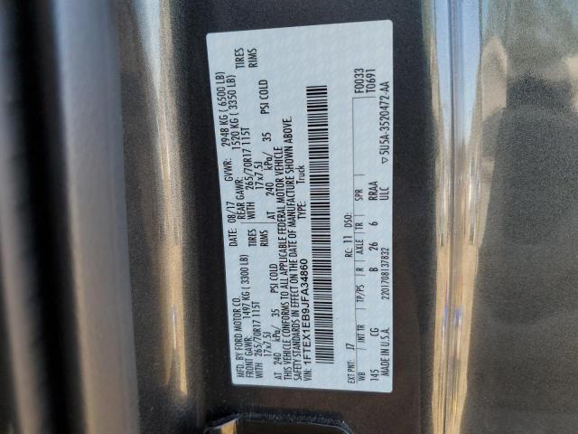 1FTEX1EB9JFA34860 - 2018 FORD F150 SUPER CAB CHARCOAL photo 12