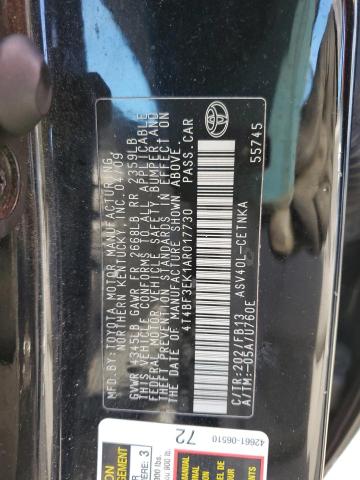 4T4BF3EK1AR017730 - 2010 TOYOTA CAMRY BASE BLACK photo 12