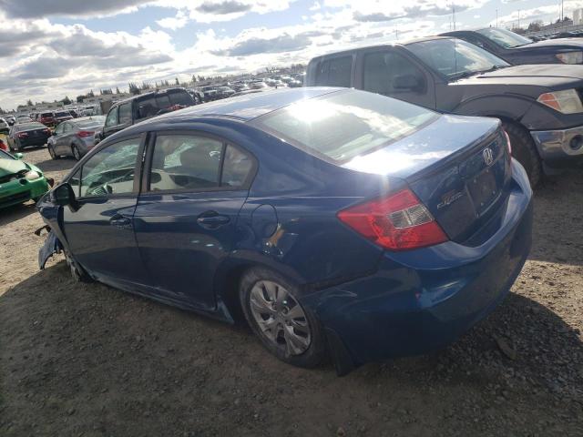 19XFB2F5XCE361167 - 2012 HONDA CIVIC LX BLUE photo 2