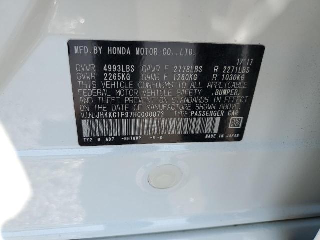 JH4KC1F97HC000873 - 2017 ACURA RLX ADVANCE WHITE photo 12