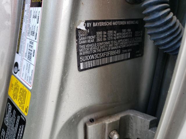 5UXXW3C5XF0F88649 - 2015 BMW X4 XDRIVE28I SILVER photo 12