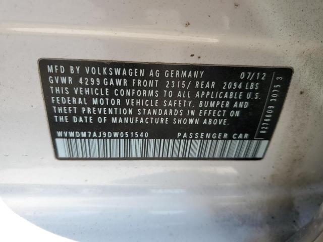 WVWDM7AJ9DW051540 - 2013 VOLKSWAGEN GOLF Ağ foto 12