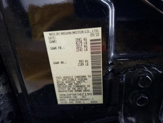 1N4AL2AP7AN567190 - 2010 NISSAN ALTIMA BASE BLACK photo 12