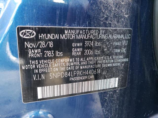 5NPD84LF9KH440614 - 2019 HYUNDAI ELANTRA SEL BLUE photo 13