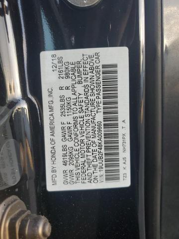 19UUB2F48KA009660 - 2019 ACURA TLX TECHNOLOGY BLACK photo 12