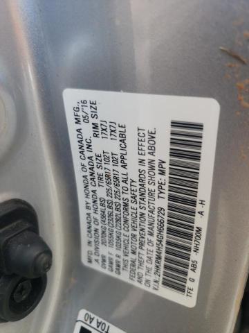 2HKRM4H54GH666729 - 2016 HONDA CR-V EX SILVER photo 12