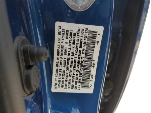 19XFB2F92DE080372 - 2013 HONDA CIVIC EXL BLUE photo 12