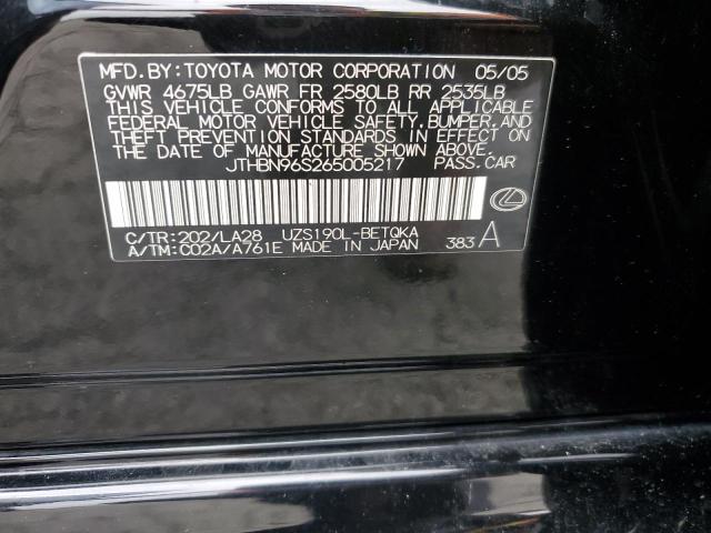 JTHBN96S265005217 - 2006 LEXUS GS 430 BLACK photo 12