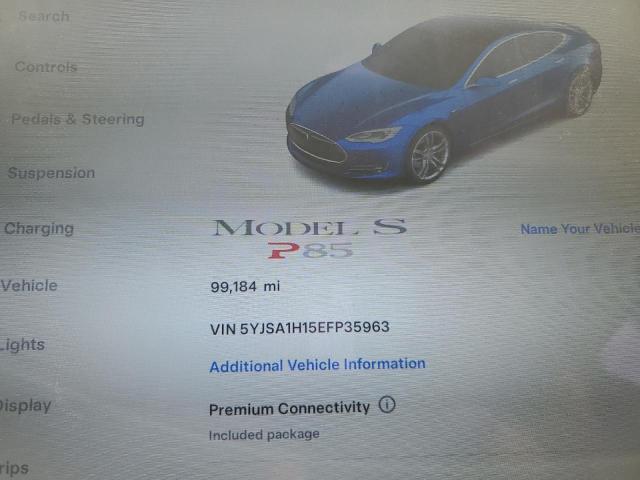 5YJSA1H15EFP35963 - 2014 TESLA MODEL S ლურჯი ფოტო 9