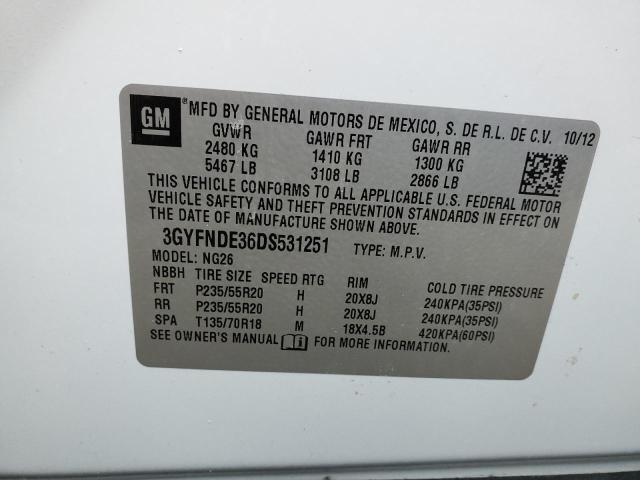 3GYFNDE36DS531251 - 2013 CADILLAC SRX PERFORMANCE COLLECTION Blanc photo 13