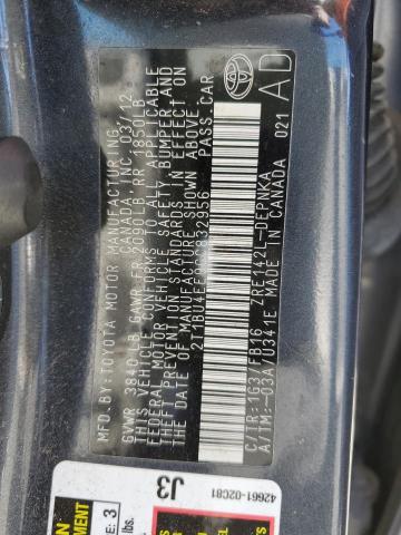 2T1BU4EE9CC832956 - 2012 TOYOTA COROLLA BASE GRAY photo 12