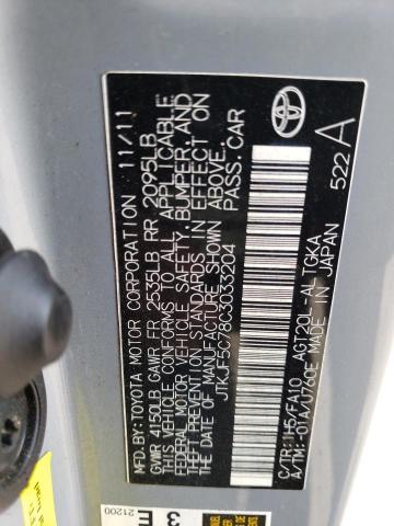 JTKJF5C78C3033204 - 2012 TOYOTA SCION TC ნაცრისფერი ფოტო 12