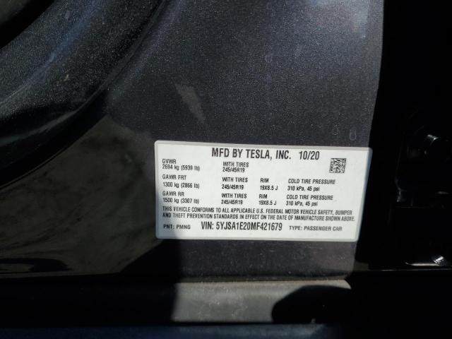 5YJSA1E20MF421679 - 2021 TESLA MODEL S GRAY photo 13