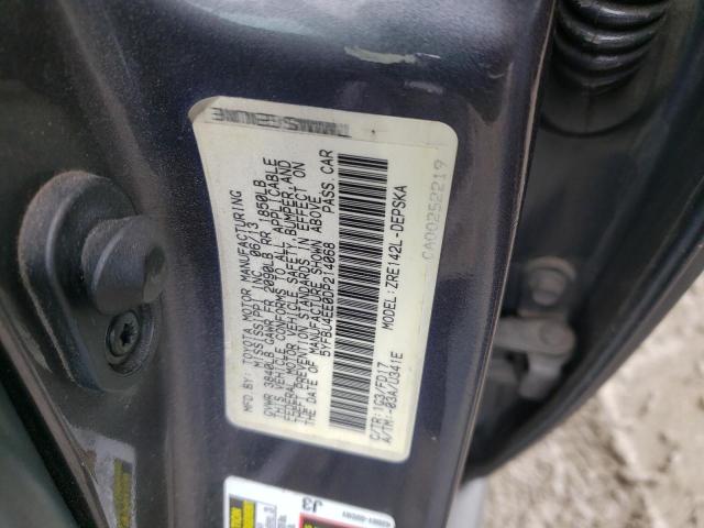 5YFBU4EE0DP214068 - 2013 TOYOTA COROLLA BASE GRAY photo 12