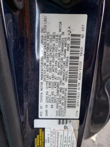 5TEUX42N96Z239746 - 2006 TOYOTA TACOMA ACCESS CAB ლურჯი ფოტო 12