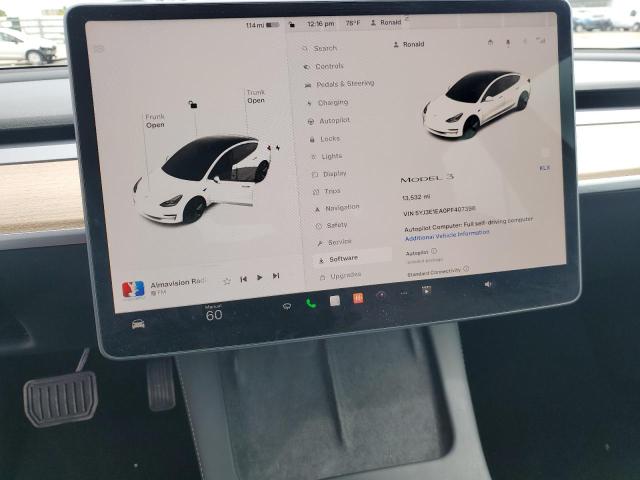 5YJ3E1EA0PF407396 - 2023 TESLA MODEL 3 თეთრი ფოტო 9