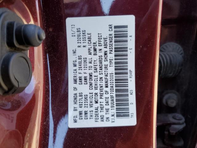 19UUA9F70DA003005 - 2013 ACURA TL ADVANCE BURGUNDY photo 12