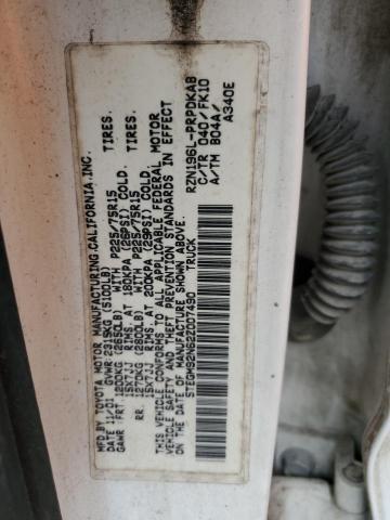 5TEGM92N62Z007490 - 2002 TOYOTA TACOMA DOUBLE CAB PRERUNNER WHITE photo 12