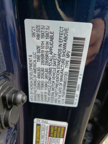 7FART6H96ME037263 - 2021 HONDA CR-V TOURING BLUE photo 12