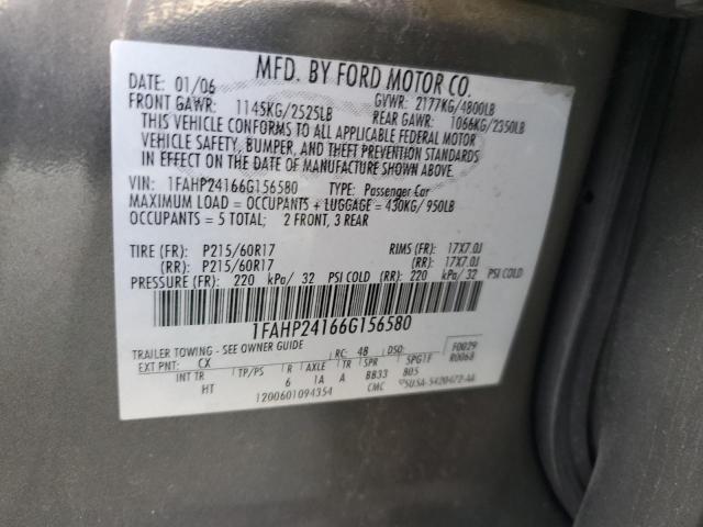 1FAHP24166G156580 - 2006 FORD FIVE HUNDR SEL GRAY photo 12