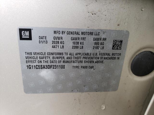 1G11C5SA3DF231100 - 2013 CHEVROLET MALIBU 1LT BEIGE photo 12