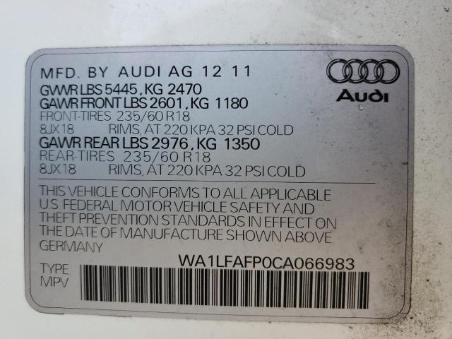 WA1LFAFP0CA066983 - 2012 AUDI Q5 PREMIUM PLUS WHITE photo 12