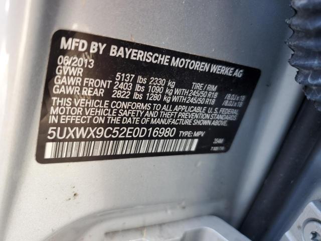 5UXWX9C52E0D16980 - 2014 BMW X3 XDRIVE28I SILVER photo 12