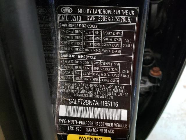 SALFT2BN7AH185116 - 2010 LAND ROVER LR2 HSE TECHNOLOGY BLACK photo 12