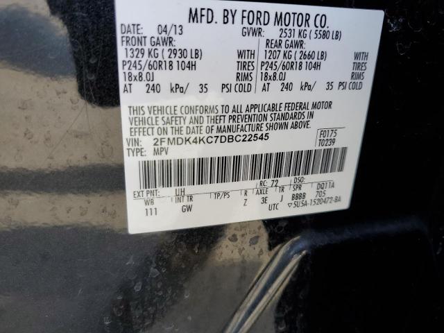 2FMDK4KC7DBC22545 - 2013 FORD EDGE LIMITED BLACK photo 14