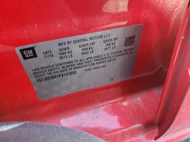 1G1JC6SH1F4141896 - 2015 CHEVROLET SONIC LT RED photo 12