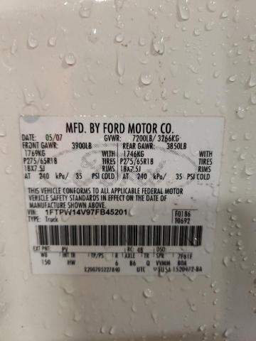 1FTPW14V97FB45201 - 2007 FORD F150 SUPERCREW WHITE photo 12