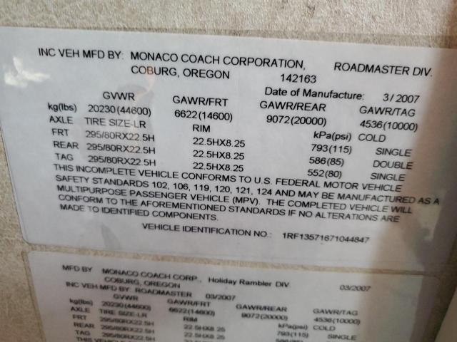 1RF13571671044847 - 2007 ROADMASTER RAIL MONOCOQUE ორფეროვანი ფოტო 10