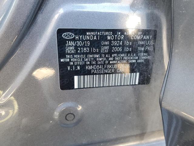 KMHD84LF8KU872628 - 2019 HYUNDAI ELANTRA SEL GRAY photo 12