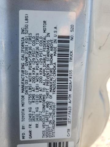 5TETX62NX7Z409167 - 2007 TOYOTA TACOMA PRERUNNER ACCESS CAB SILVER photo 12