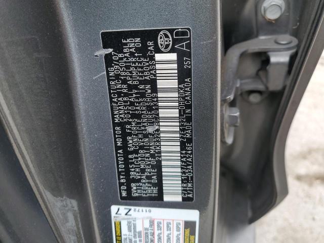 2T1KR32E38C701349 - 2008 TOYOTA COROLLA MA XR GRAY photo 12