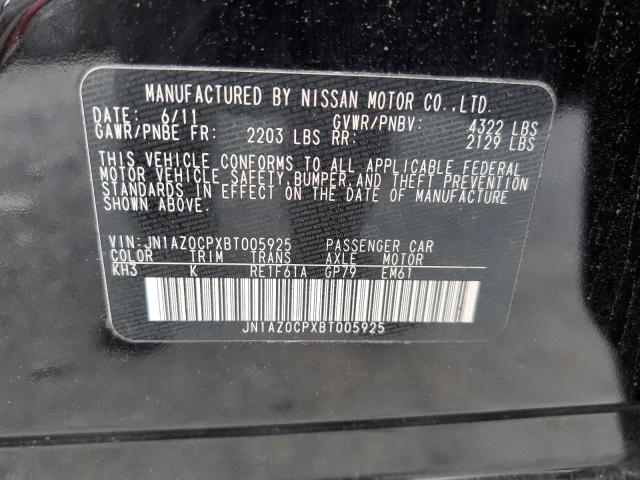 JN1AZ0CPXBT005925 - 2011 NISSAN LEAF SV BLACK photo 12