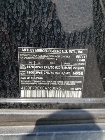 4JGBF7BEXCA763095 - 2012 MERCEDES-BENZ GL 450 4MATIC BLACK photo 13