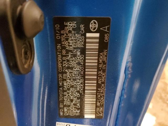 JTKDE3B71A0314930 - 2010 TOYOTA SCION TC BLUE photo 13