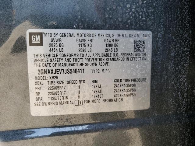 3GNAXJEV7JS540411 - 2018 CHEVROLET EQUINOX LT GRAY photo 13