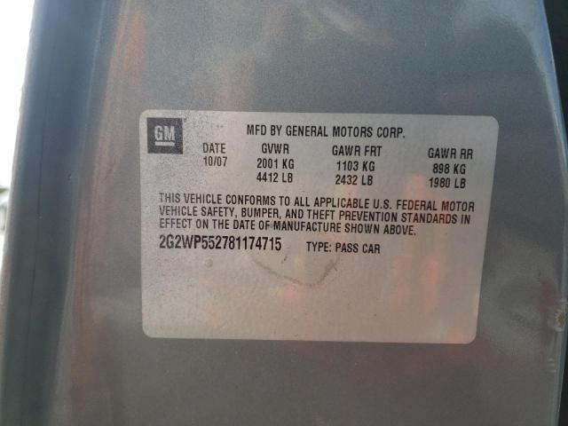 2G2WP552781174715 - 2008 PONTIAC GRAND PRIX 灰色 照片 12