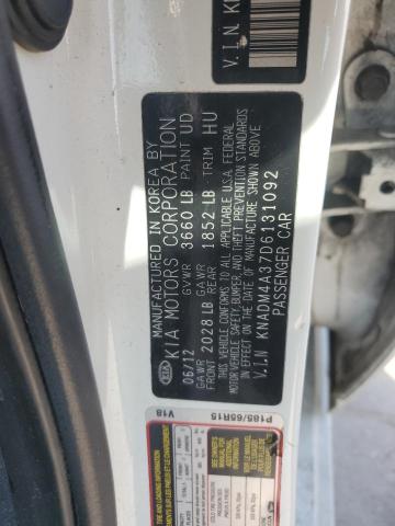 KNADM4A37D6131092 - 2013 KIA RIO LX WHITE photo 12