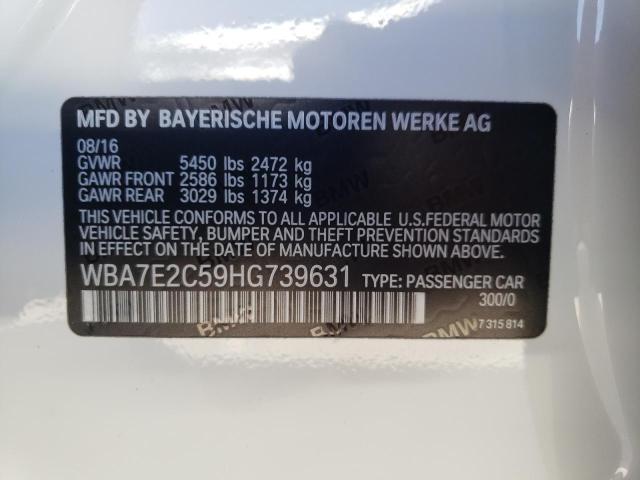 WBA7E2C59HG739631 - 2017 BMW 740 I WHITE photo 12