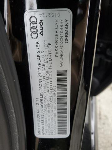 WAUHGAFCXCN104697 - 2012 AUDI A6 PRESTIGE BLACK photo 12