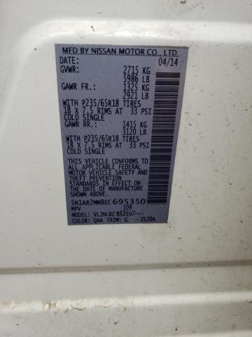 5N1AR2MM8EC695350 - 2014 NISSAN PATHFINDER S 白色 照片 13